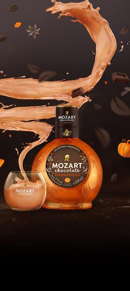 Mozart Chocolate Pumkin Spice with chocolate swirl and Mozart glass