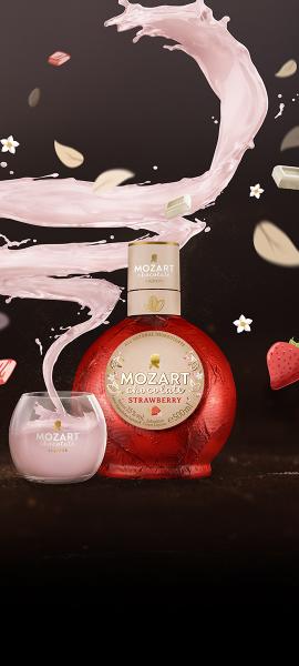 Mozart Chocolate Strawberry with chocolate swirl and Mozart glass